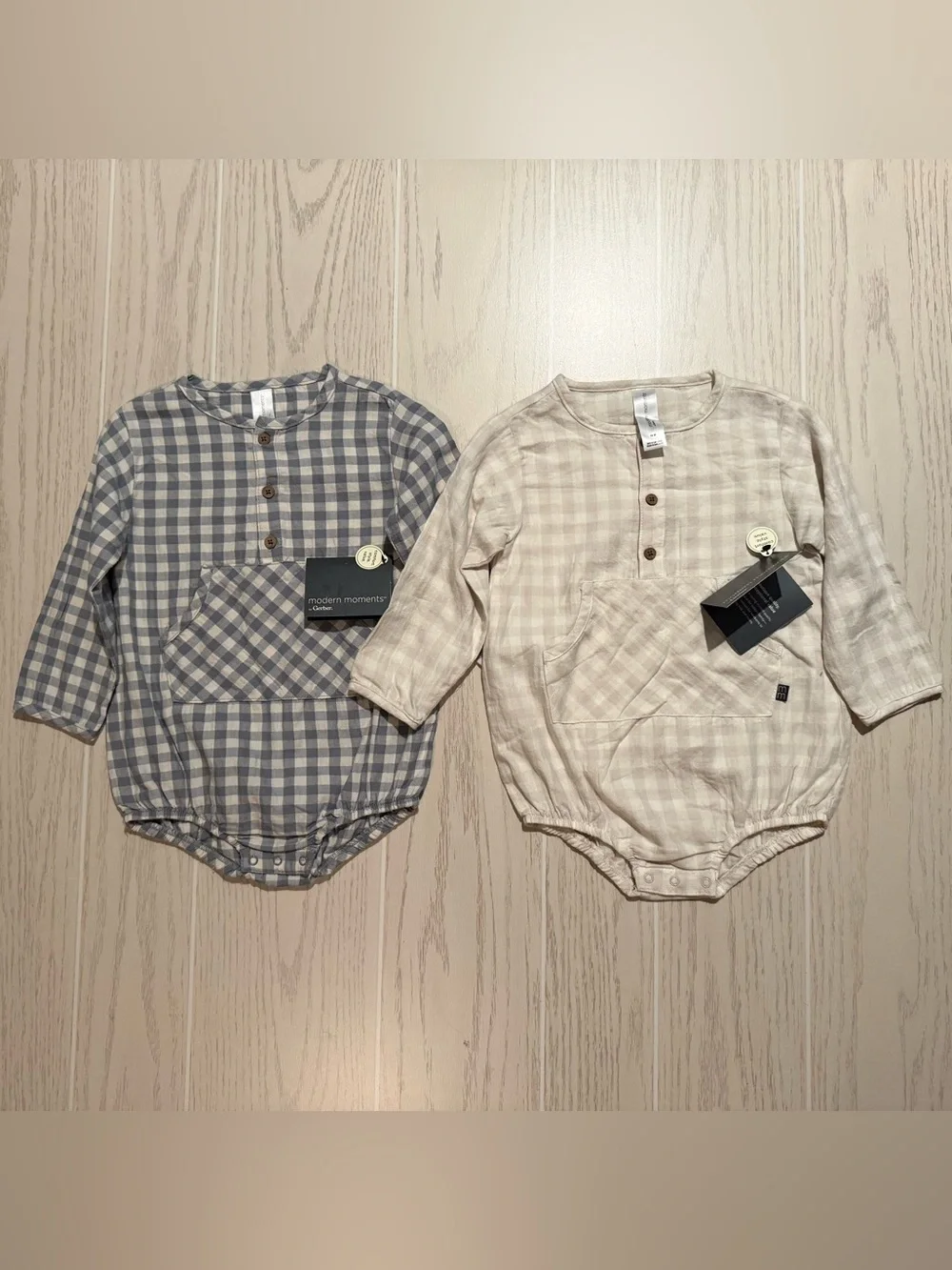 Modern Moments Gerber Baby Boy 18M Plaid Romper Bundle NWT‎